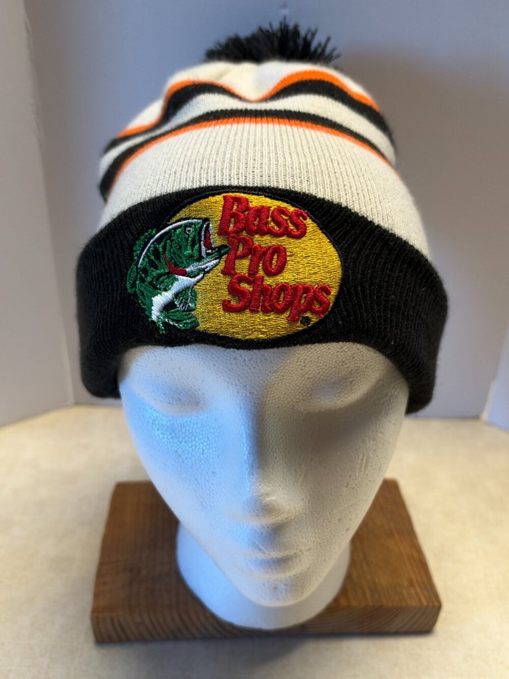 Mens Martin Truex Jr New Era NASCAR Black Orange Bass Pro Shops Pom Knit Beanie